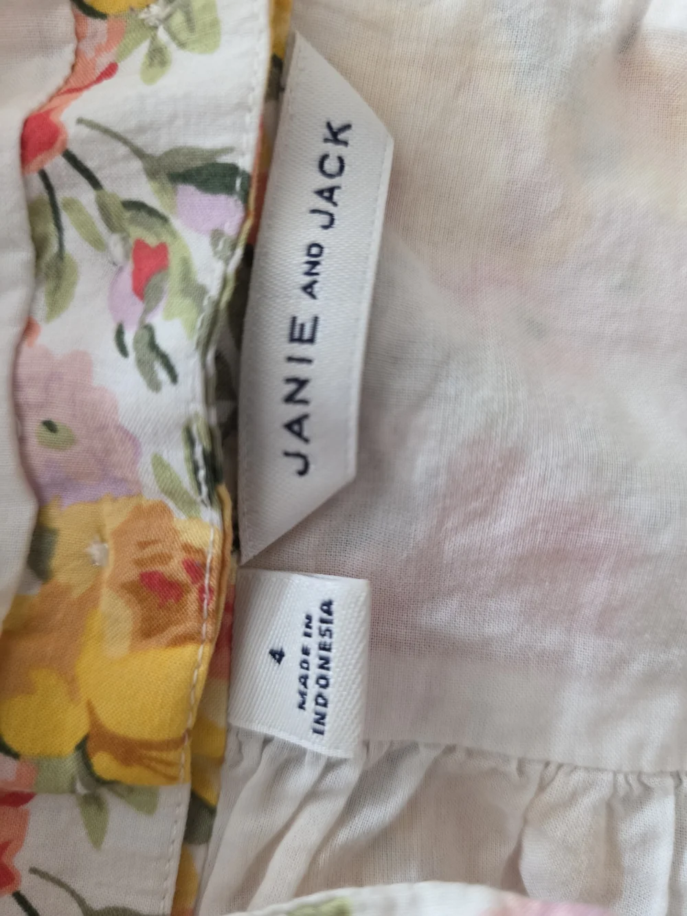 Janie and Jack Yellow & Peach Floral Ruffle Sundress Size 4